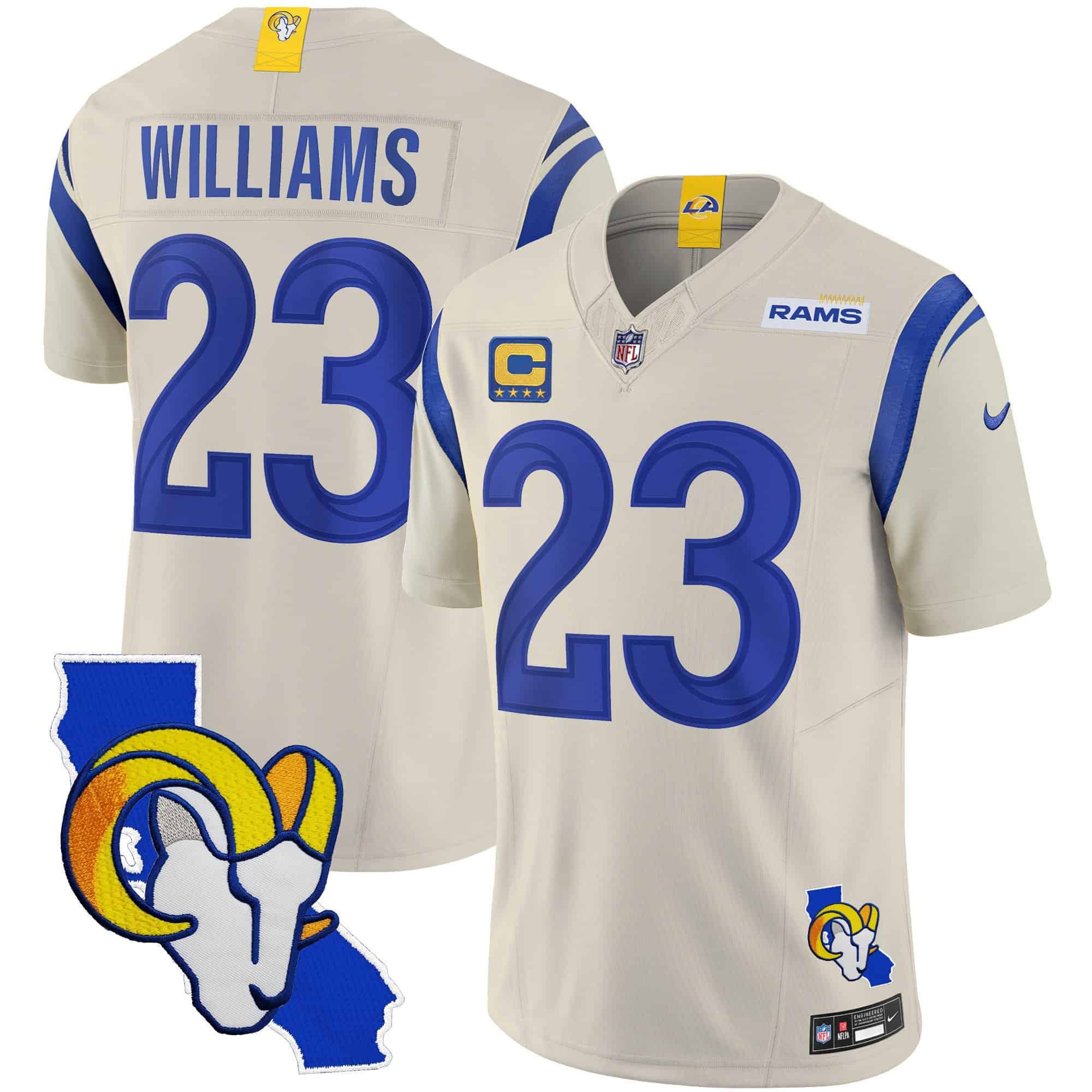 Men Los Angeles Rams #23 Williams Grey 2024 Nike California Patch Vapor Limited NFL Jersey